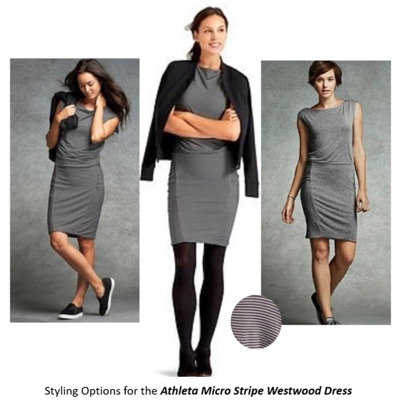 KEEPING Athleta Micro Stripe Westwood Dress Style# 243062 - Picture 14 of 16